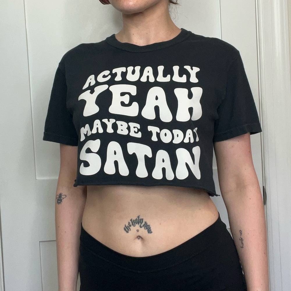 Grunge-y Maybe Today Satan Crop Top